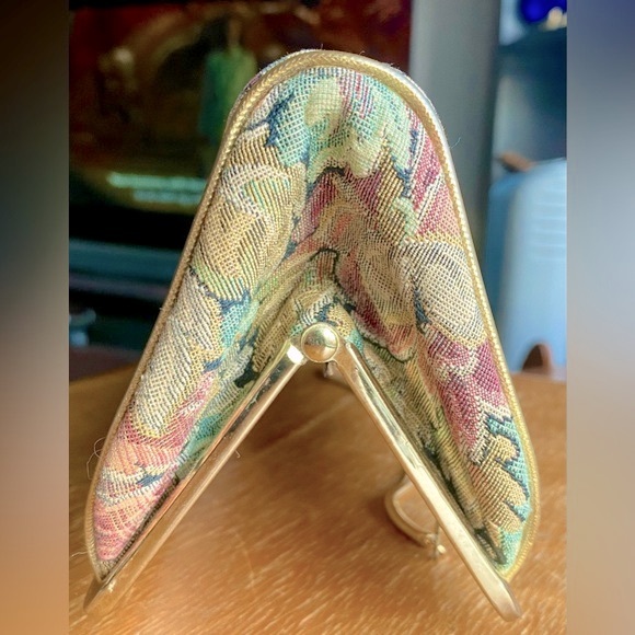 Vintage 1960s H1 Earth Tone Floral Tapestry Mrs. Maisel style Clutch Handbag - Picture 3 of 7